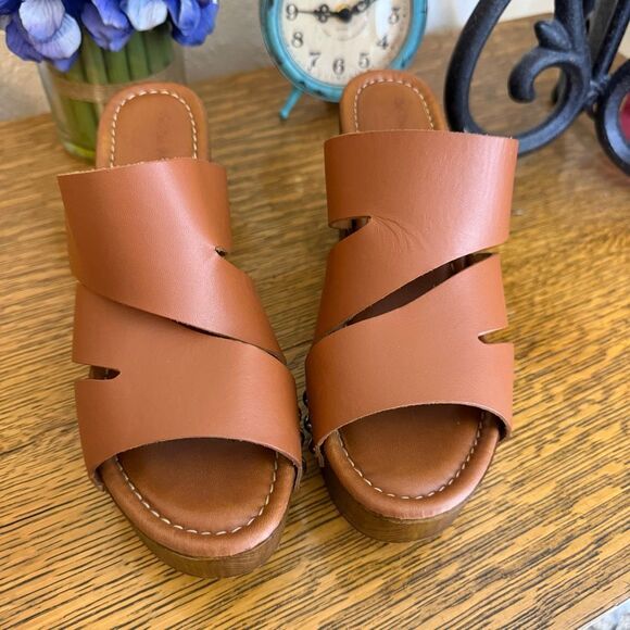 Coach And Four Vero Platform Sandal Brown Leather Studded Size 7.5 Boho - Picture 2 of 15